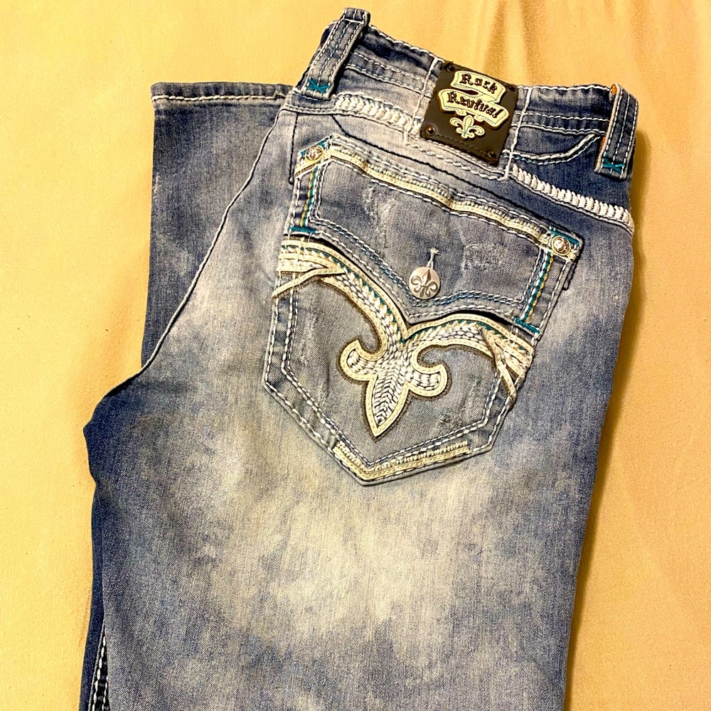 Rock Revival Distressed Mens Jeans Size 38